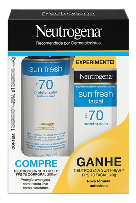 Kit Protetor Solar Neutrogena Sun Fresh FPS 70 Facial e Corporal