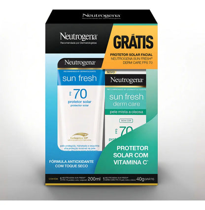 Kit Protetor Solar Neutrogena Sun Fresh FPS 70 Facial e Corporal