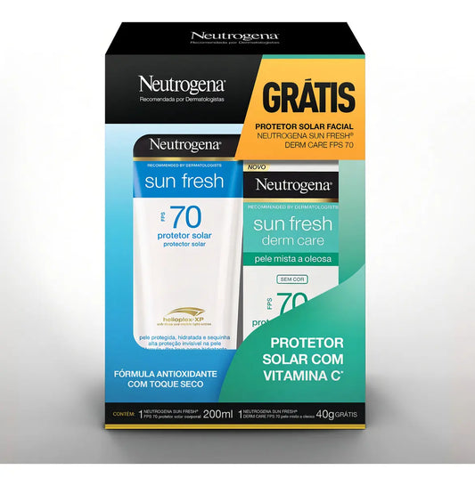 Kit Protetor Solar Neutrogena Sun Fresh FPS 70 Facial e Corporal