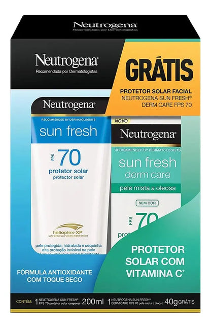 Kit Protetor Solar Neutrogena Sun Fresh FPS 70 Facial e Corporal